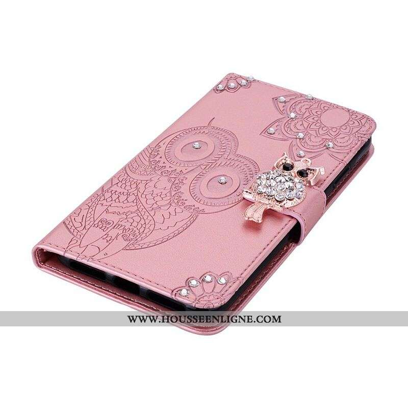 Housse Samsung Galaxy A42 5G Hibou Mandala et Breloque