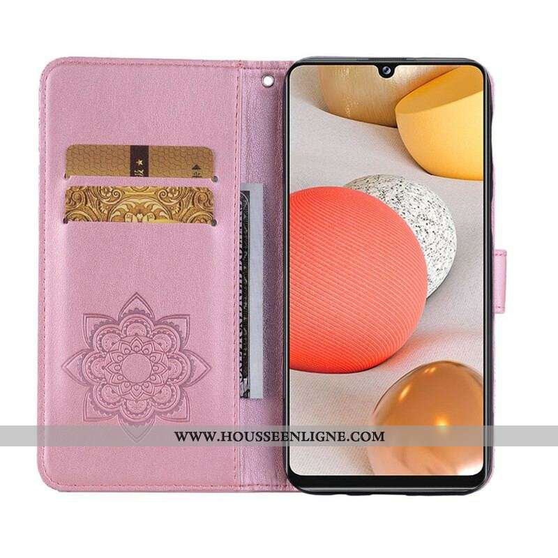 Housse Samsung Galaxy A42 5G Hibou Mandala et Breloque