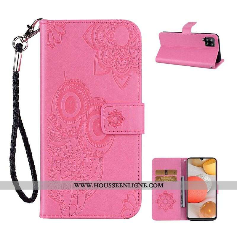 Housse Samsung Galaxy A42 5G Hibou Mandala et Lanière