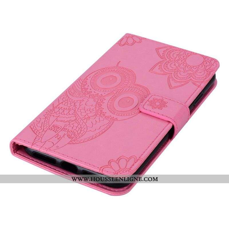 Housse Samsung Galaxy A42 5G Hibou Mandala et Lanière