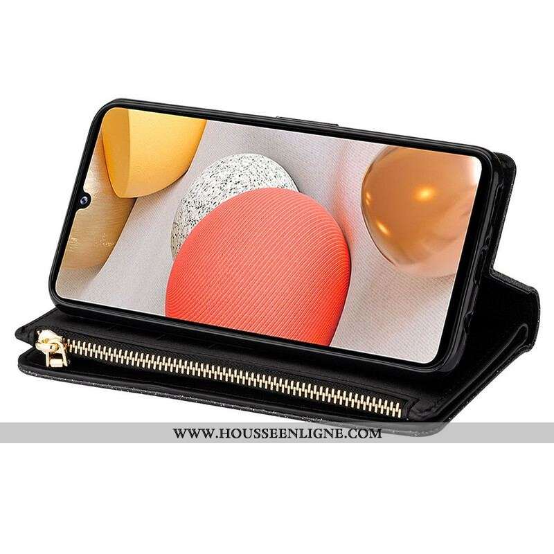 Housse Samsung Galaxy A42 5G Paillettes Portefeuille Zip