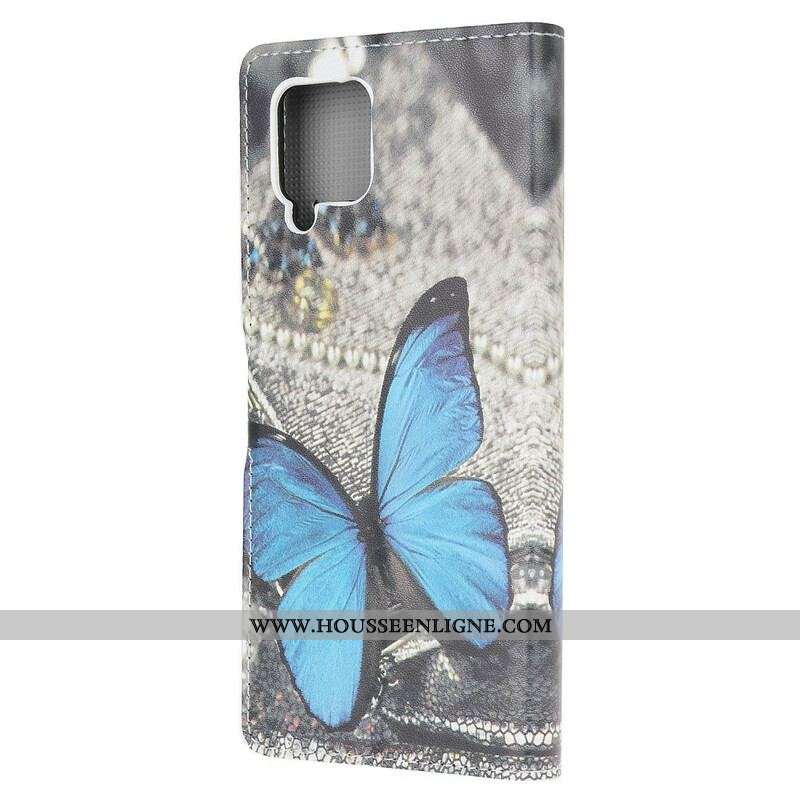 Housse Samsung Galaxy A42 5G Papillon Prestige Bleu