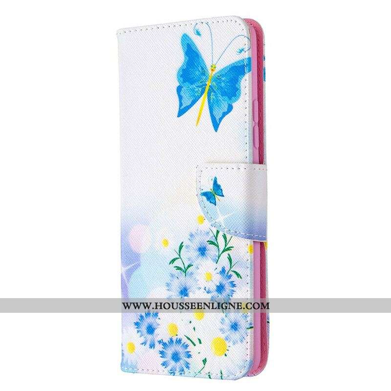 Housse Samsung Galaxy A42 5G Papillons et Fleurs Peints