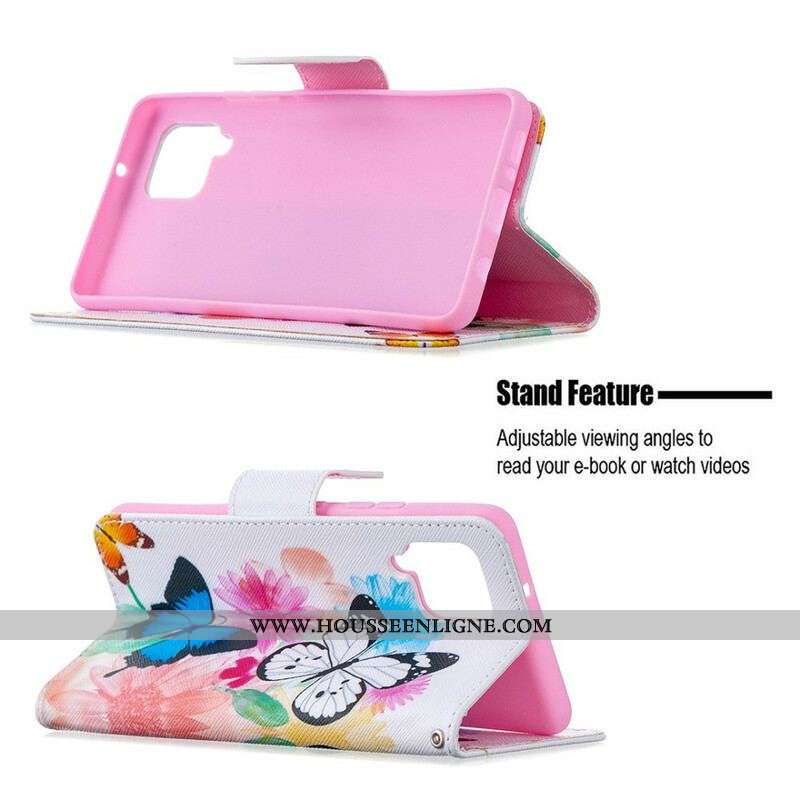 Housse Samsung Galaxy A42 5G Papillons et Fleurs Peints