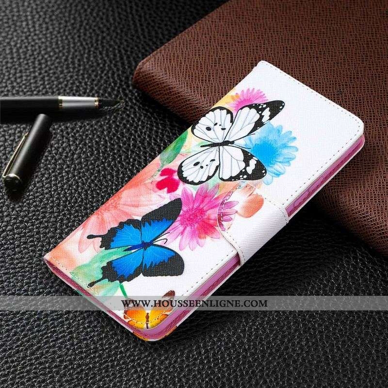 Housse Samsung Galaxy A42 5G Papillons et Fleurs Peints