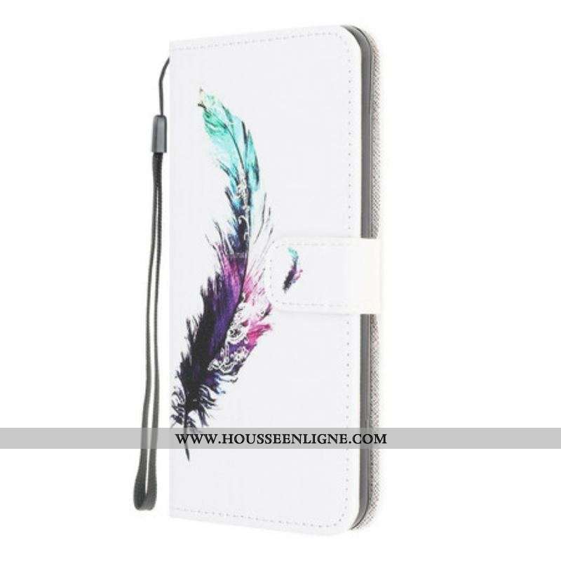 Housse Samsung Galaxy A42 5G Plume à Lanière
