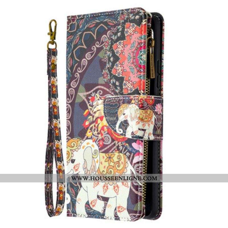 Housse Samsung Galaxy A42 5G Poche Zippée Éléphant