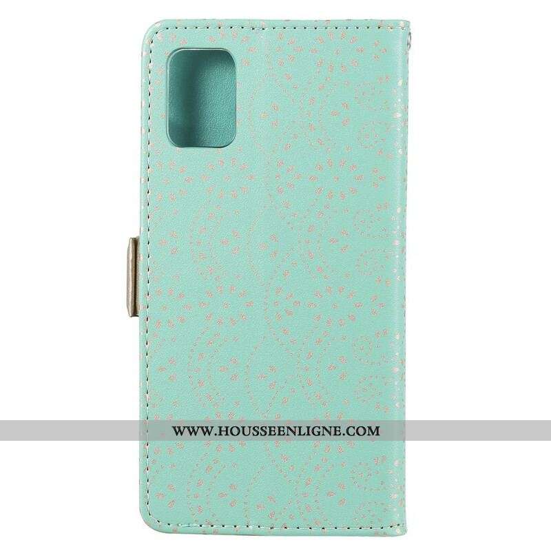 Housse Samsung Galaxy A51 5G Dentelle Porte-Monnaie à Lanière