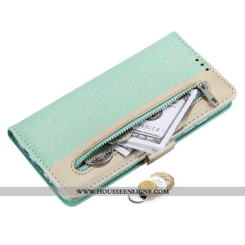 Housse Samsung Galaxy A51 5G Dentelle Porte-Monnaie à Lanière