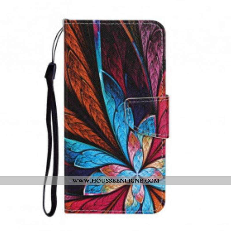 Housse Samsung Galaxy A52 4G / A52 5G / A52s 5G Feuilles Colorées avec Lanière