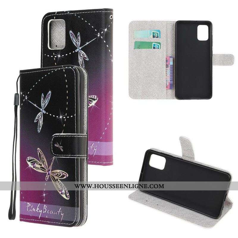 Housse Samsung Galaxy A52 4G / A52 5G / A52s 5G Libellules à Lanière