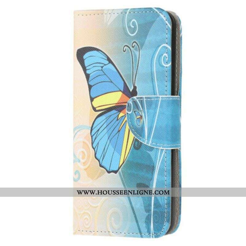 Housse Samsung Galaxy A52 4G / A52 5G / A52s 5G Papillon Bleu et Jaune