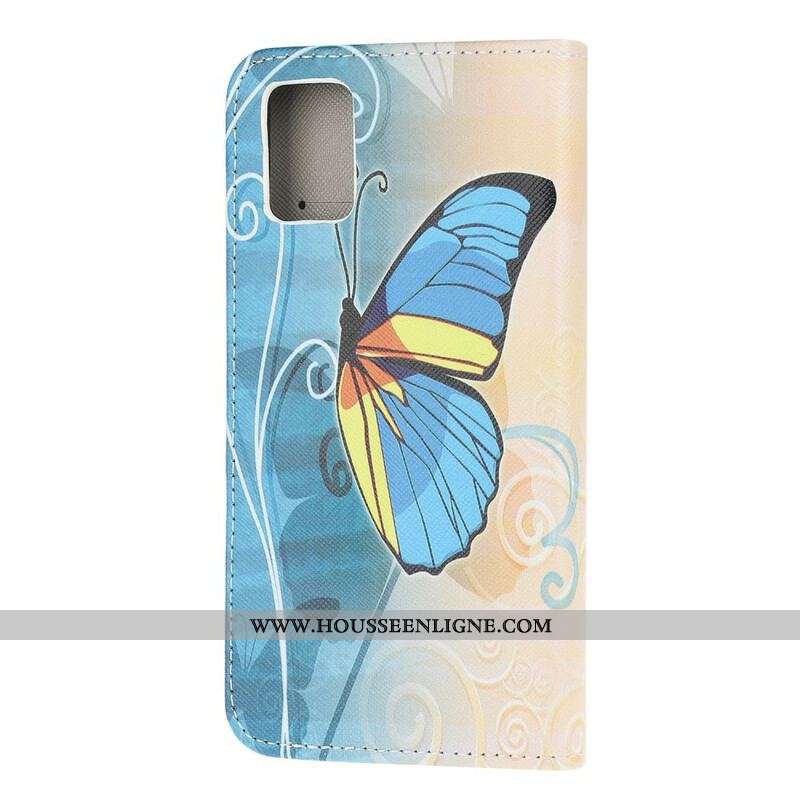 Housse Samsung Galaxy A52 4G / A52 5G / A52s 5G Papillon Bleu et Jaune