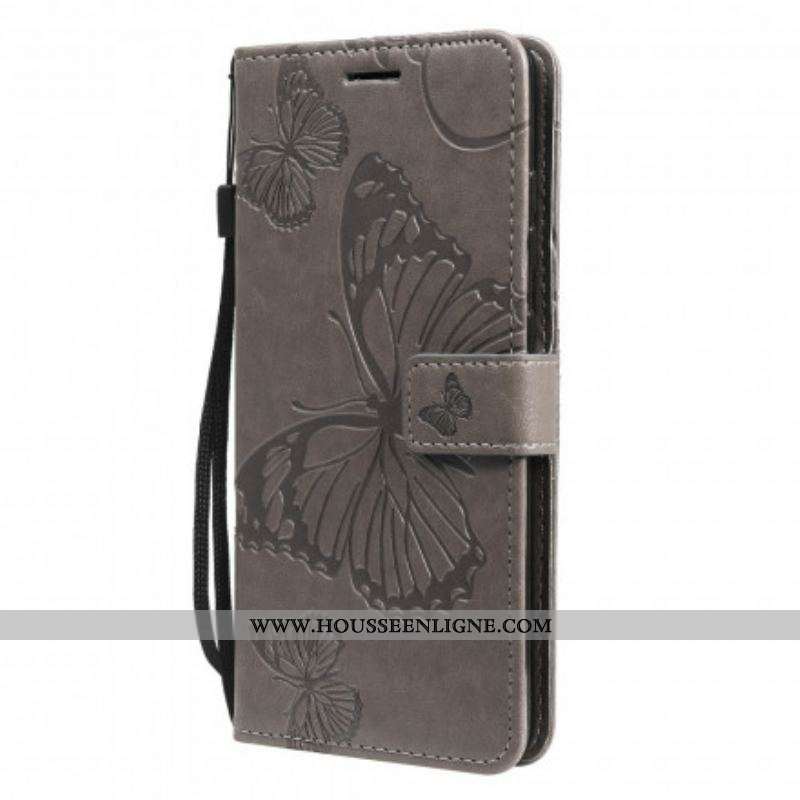 Housse Samsung Galaxy A52 4G / A52 5G / A52s 5G Papillons Géants à Lanière