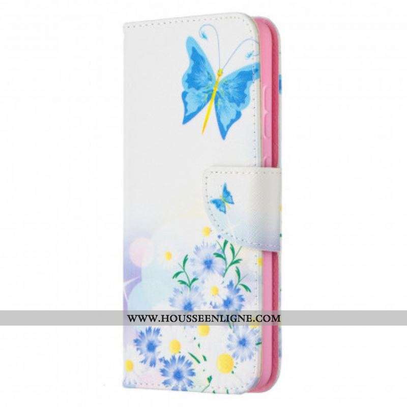 Housse Samsung Galaxy A52 4G / A52 5G / A52s 5G Papillons et Fleurs Peints