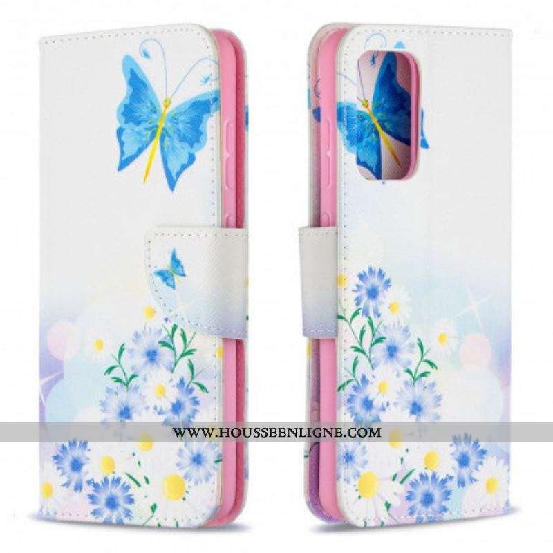 Housse Samsung Galaxy A52 4G / A52 5G / A52s 5G Papillons et Fleurs Peints