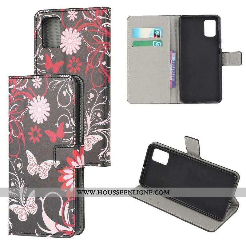 Housse Samsung Galaxy A52 4G / A52 5G / A52s 5G Papillons et Fleurs