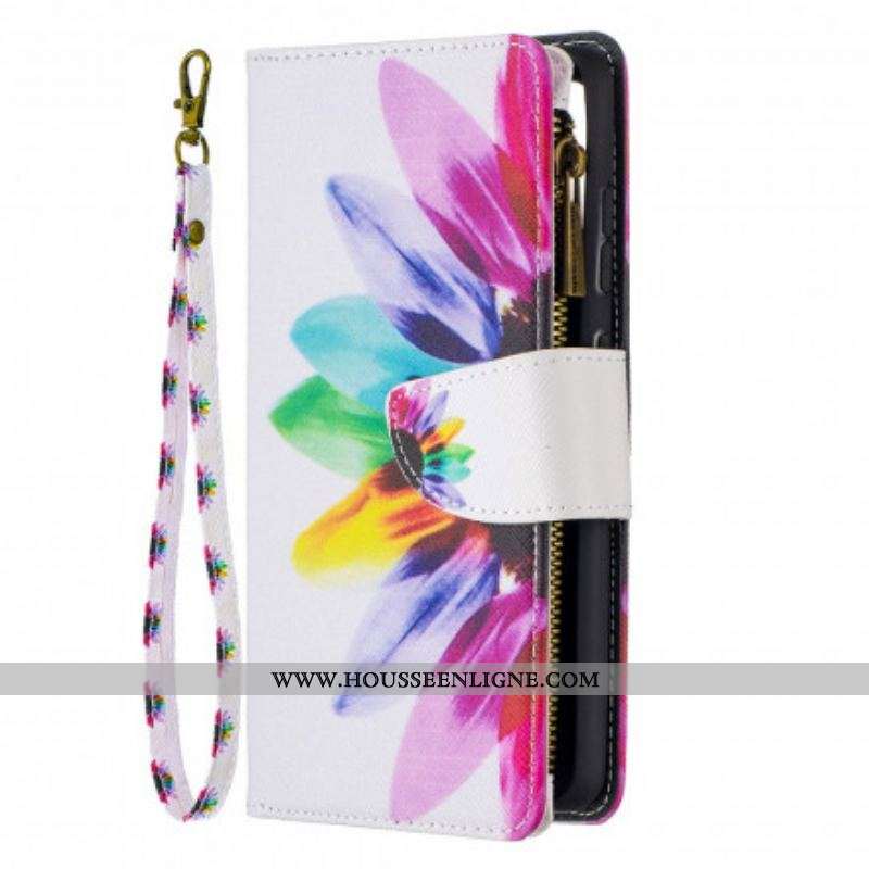 Housse Samsung Galaxy A52 4G / A52 5G / A52s 5G Poche Zippée Fleur