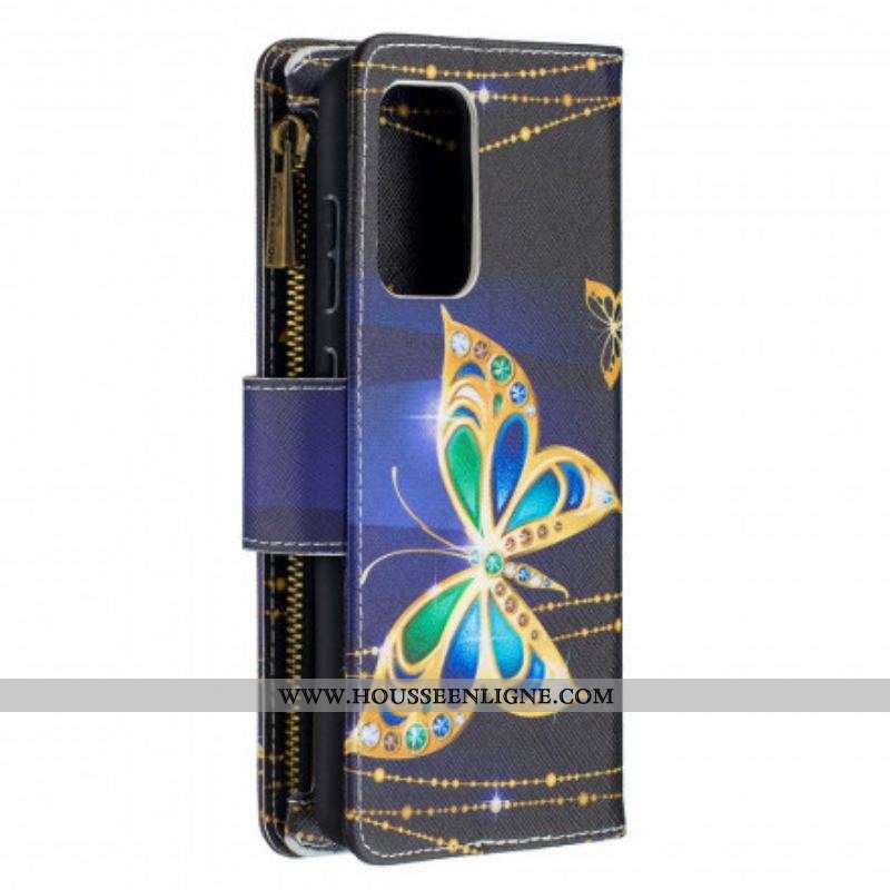 Housse Samsung Galaxy A52 4G / A52 5G / A52s 5G Poche Zippée Papillons