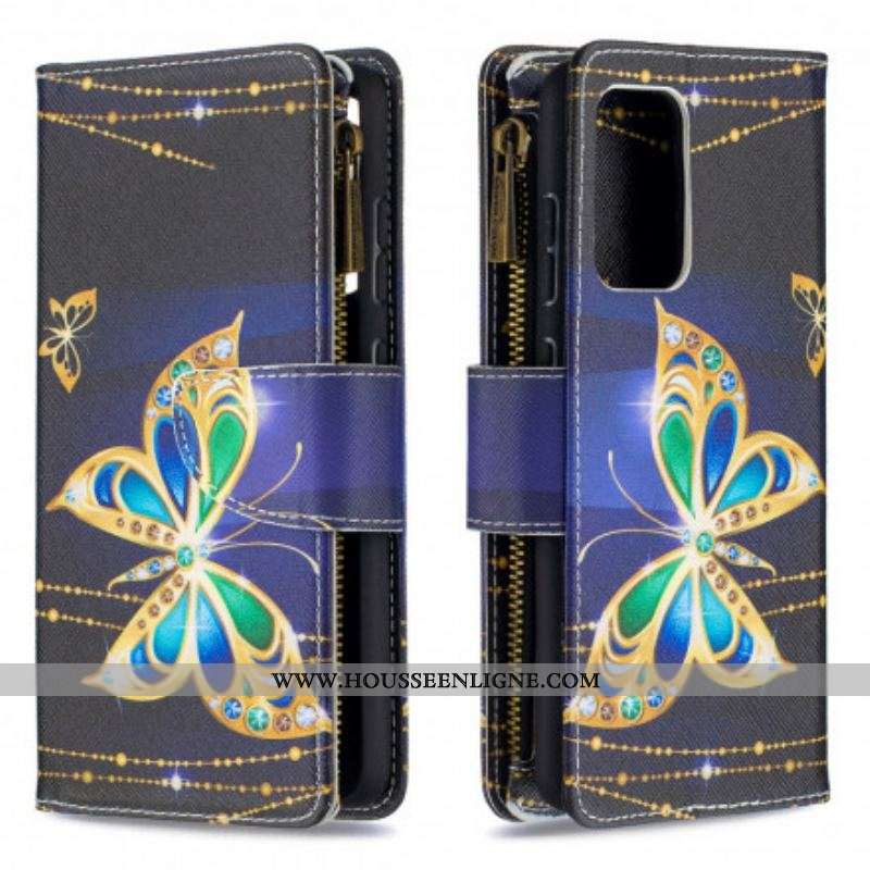 Housse Samsung Galaxy A52 4G / A52 5G / A52s 5G Poche Zippée Papillons