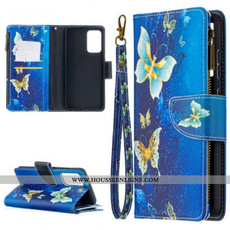 Housse Samsung Galaxy A52 4G / A52 5G / A52s 5G Poche Zippée Papillons