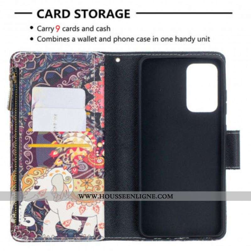 Housse Samsung Galaxy A52 4G / A52 5G / A52s 5G Poche Zippée Éléphant