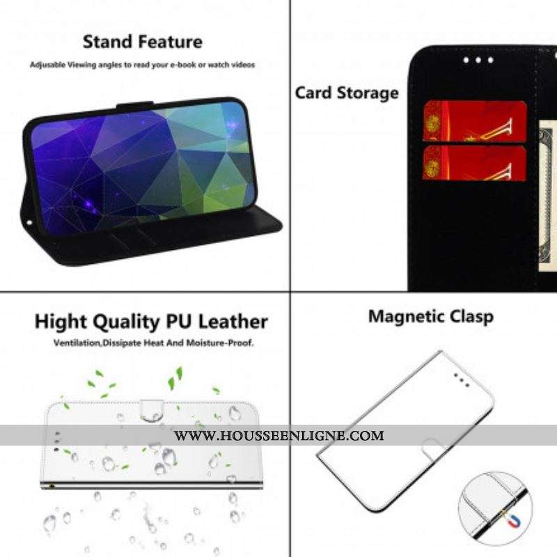 Housse Samsung Galaxy A52 4G / A52 5G / A52s 5G Simili Cuir Couverture Miroir