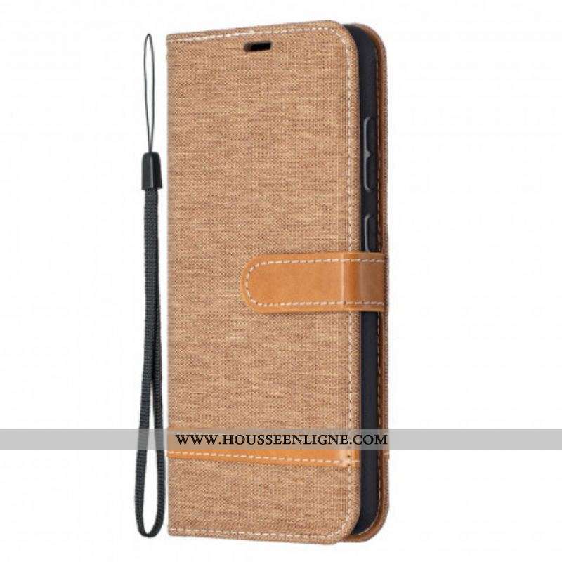 Housse Samsung Galaxy A52 4G / A52 5G / A52s 5G Tissu et Effet Cuir à Lanière