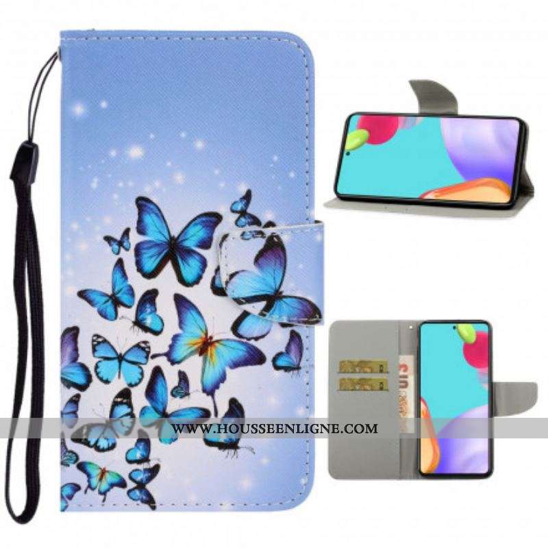 Housse Samsung Galaxy A52 4G / A52 5G / A52s 5G Variations Papillons à Lanière