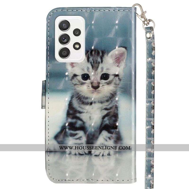 Housse Samsung Galaxy A53 5G Chaton à Lanière