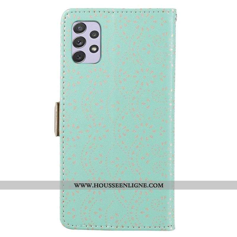 Housse Samsung Galaxy A53 5G Dentelle Porte-Monnaie à Lanière