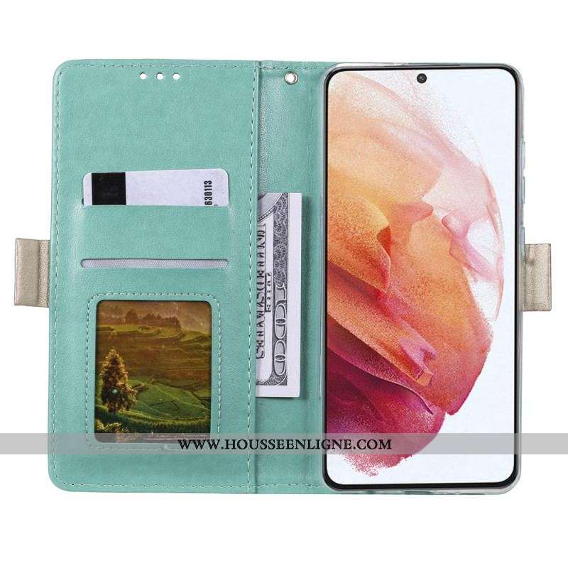 Housse Samsung Galaxy A53 5G Dentelle Porte-Monnaie à Lanière