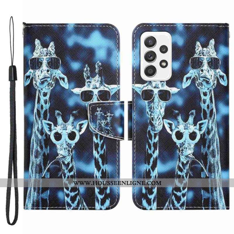 Housse Samsung Galaxy A53 5G Girafes Incognito à Lanière