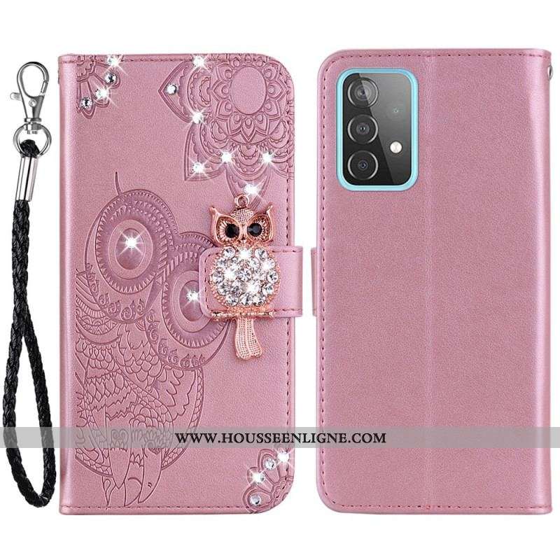 Housse Samsung Galaxy A53 5G Hibou Mandala et Breloque