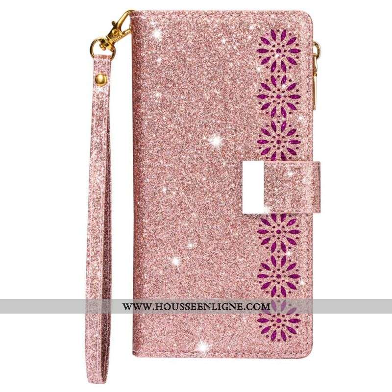 Housse Samsung Galaxy A53 5G Paillettes Portefeuille Zip
