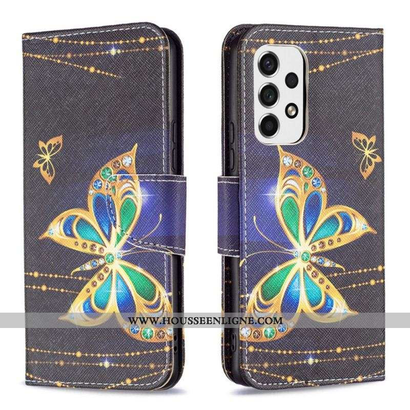 Housse Samsung Galaxy A53 5G Papillons Dorés