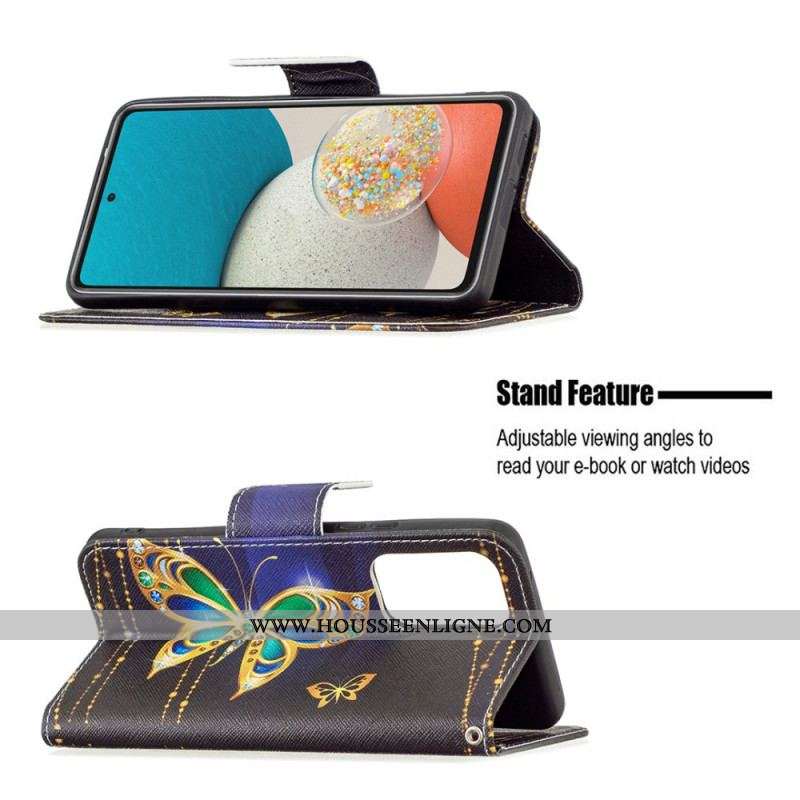 Housse Samsung Galaxy A53 5G Papillons Dorés