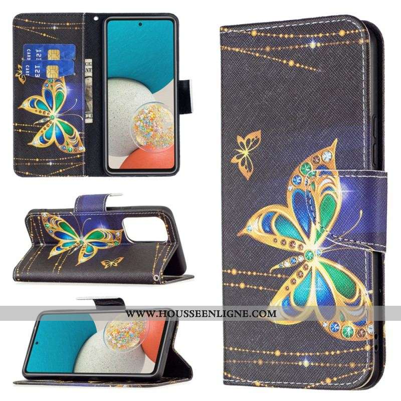 Housse Samsung Galaxy A53 5G Papillons Dorés