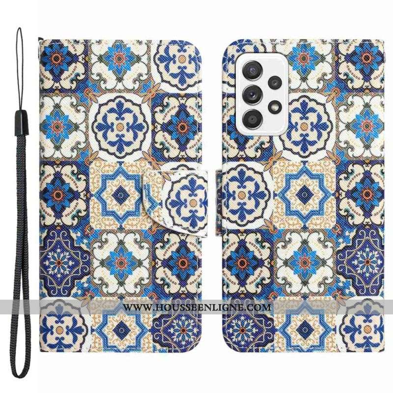 Housse Samsung Galaxy A53 5G Patchwork à Lanière