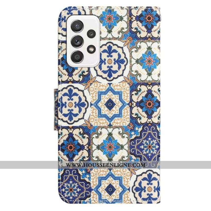Housse Samsung Galaxy A53 5G Patchwork à Lanière