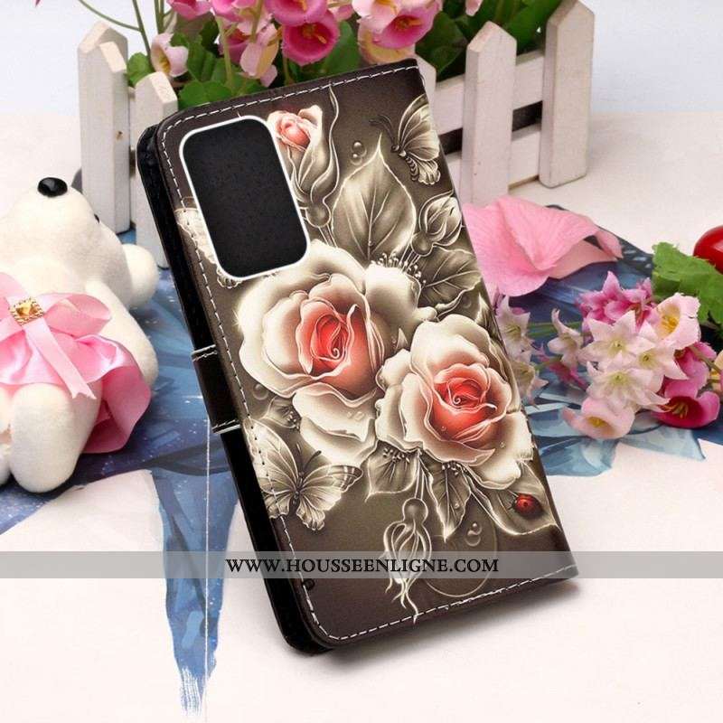 Housse Samsung Galaxy A53 5G Roses Dorées