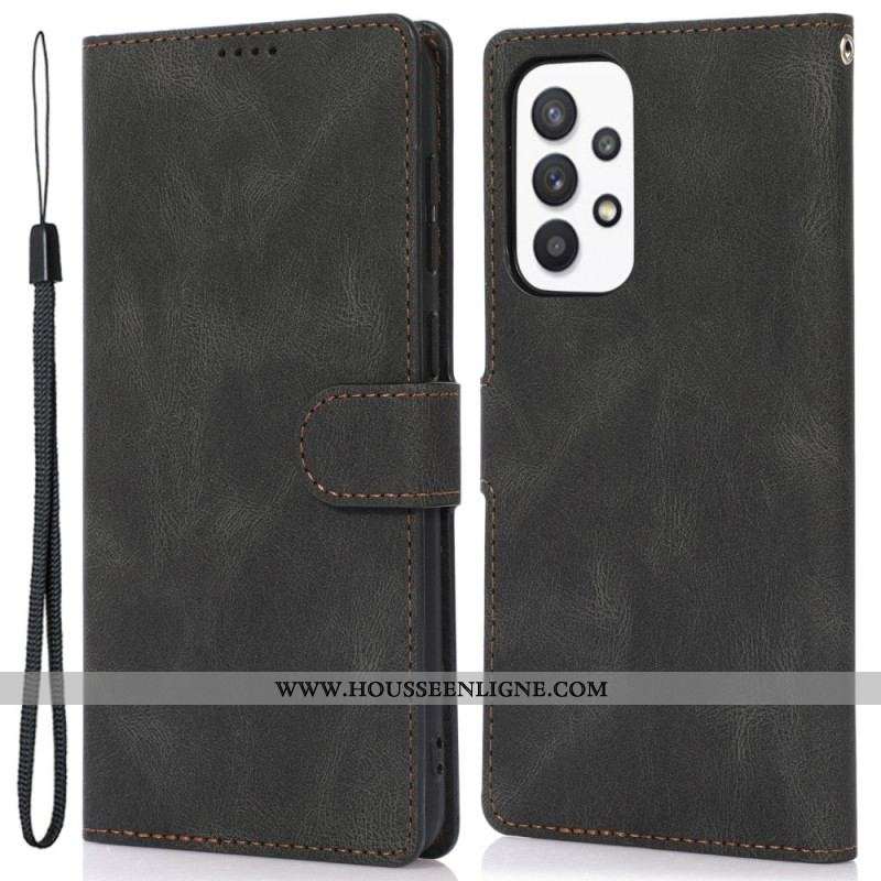 Housse Samsung Galaxy A53 5G Style Cuir Vintage à Lanière