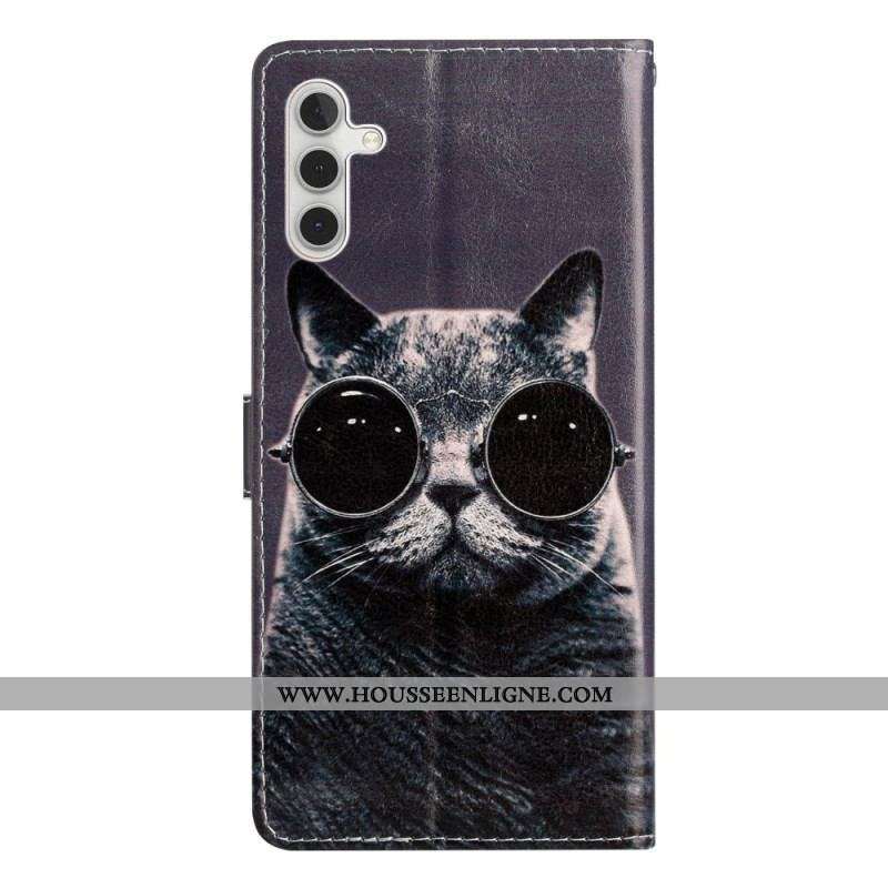 Housse Samsung Galaxy A54 5G Chat Lunettes à Lanière