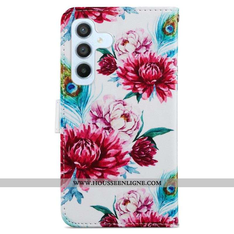 Housse Samsung Galaxy A54 5G Florale à Lanière