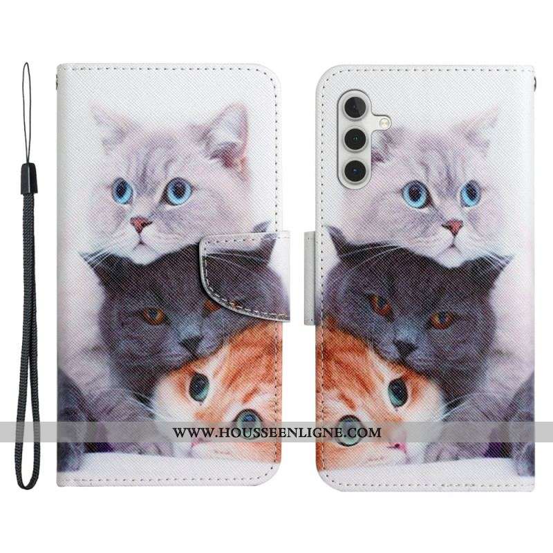 Housse Samsung Galaxy A54 5G Histoires de Chats avec Lanière