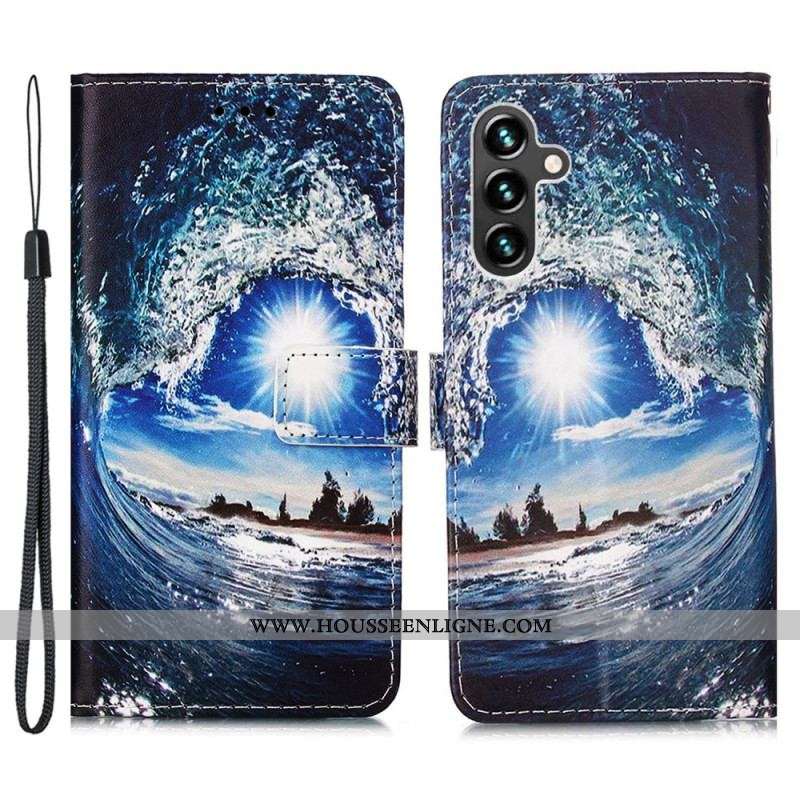 Housse Samsung Galaxy A54 5G Kiffe la Vague à Lanière
