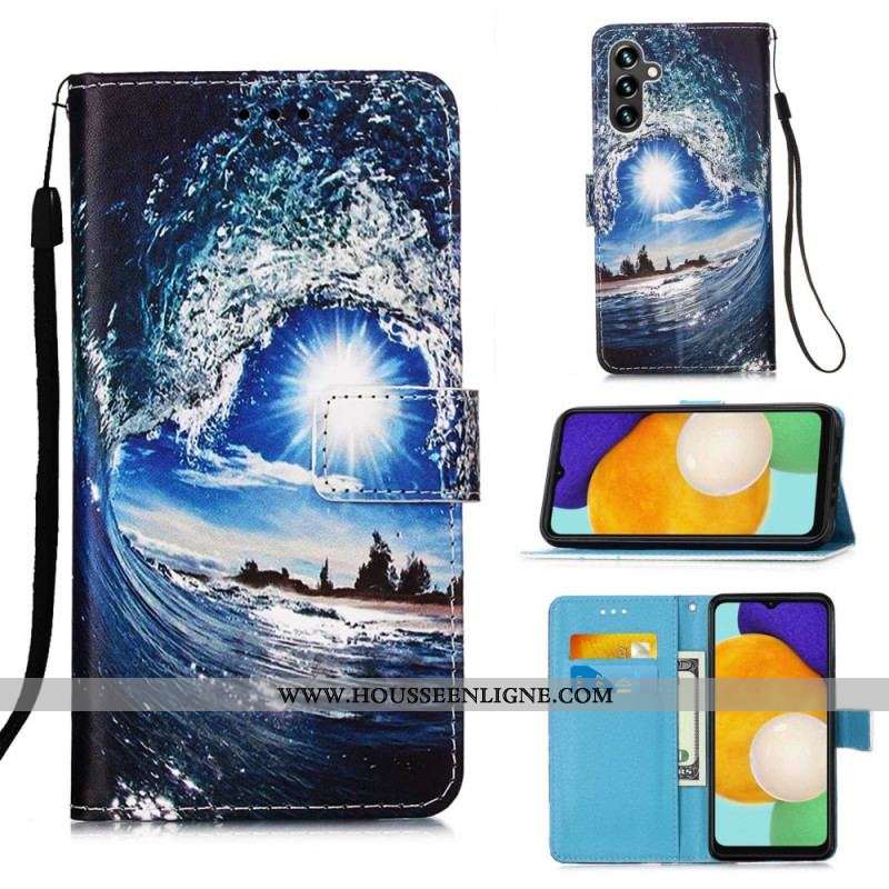 Housse Samsung Galaxy A54 5G Kiffe la Vague à Lanière