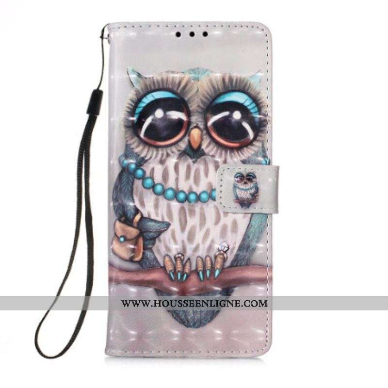 Housse Samsung Galaxy A54 5G Miss Hibou avec Lanière