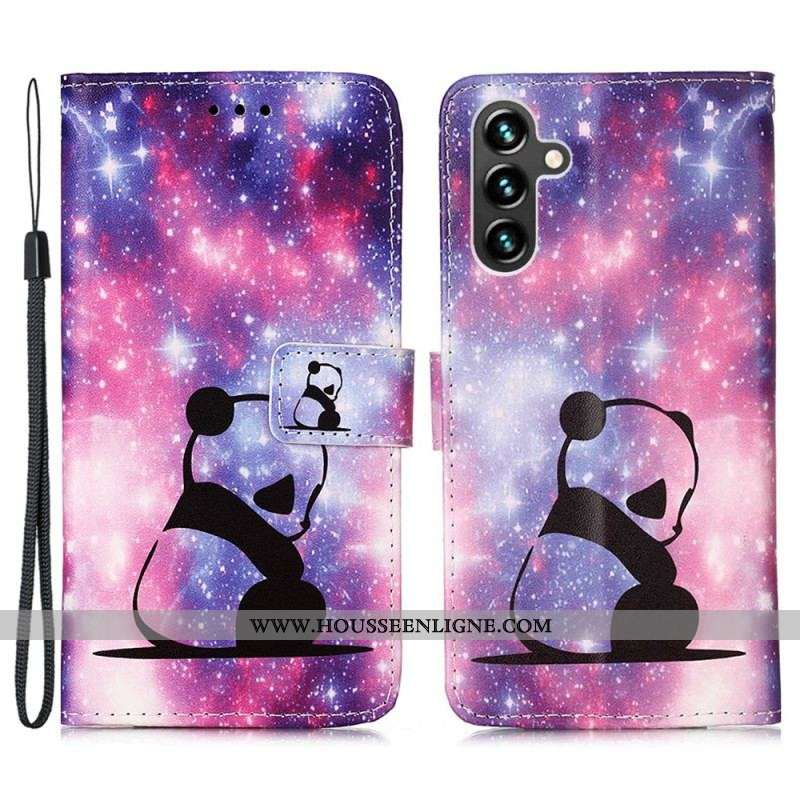 Housse Samsung Galaxy A54 5G Panda Galaxie à Lanière