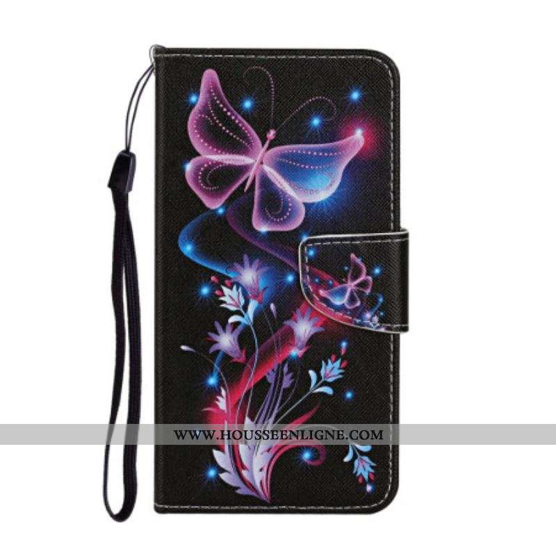 Housse Samsung Galaxy A54 5G Papillons de Nuit à Lanière